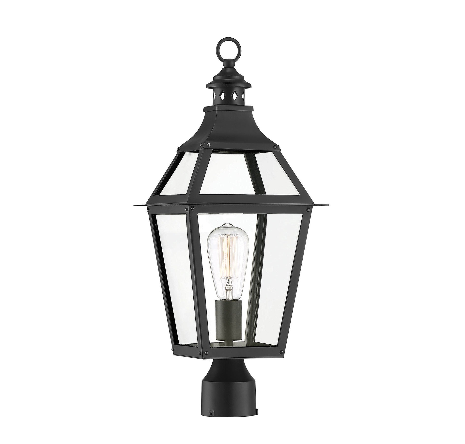 Savoy House Jackson 22.75-in Black with Gold Highlights Rustic Outdoor Light post lantern