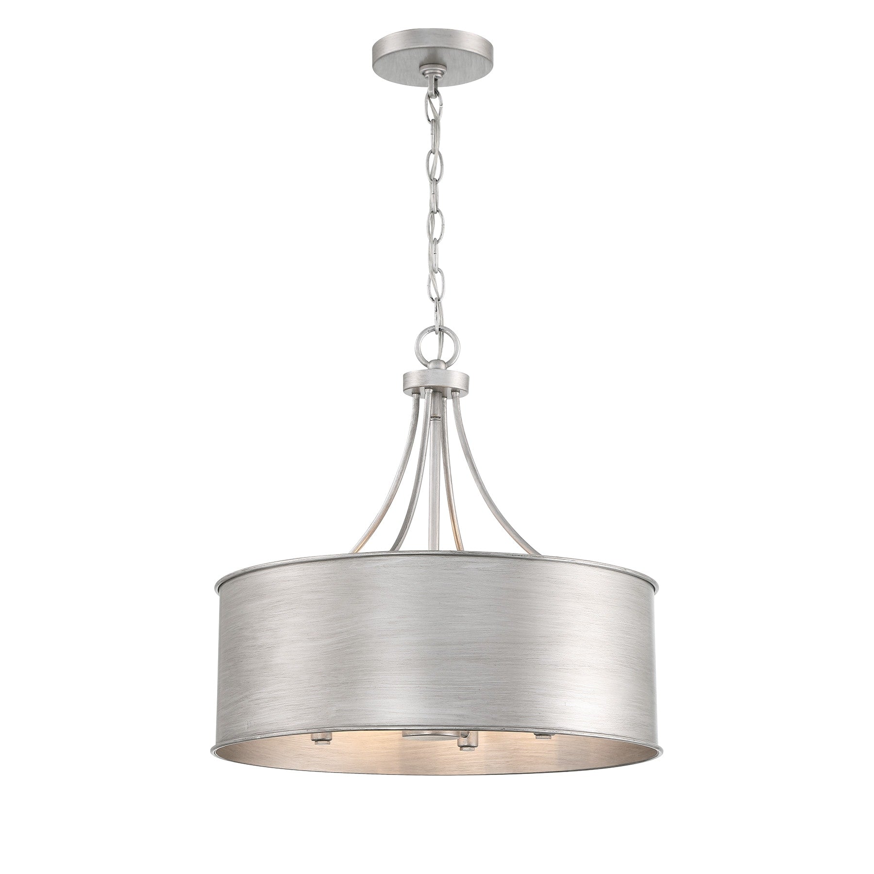 Meridian Lite Trends 4-Light Pendant in Antique Silver 4 -Light Antique Silver Traditional Art glass Metal Drum Medium Hanging Pendant Light