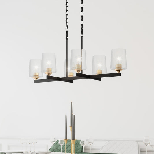 Quoizel Whitlock 6 -Light Matte Black Indoor Clear glass Glass Steel Chandelier