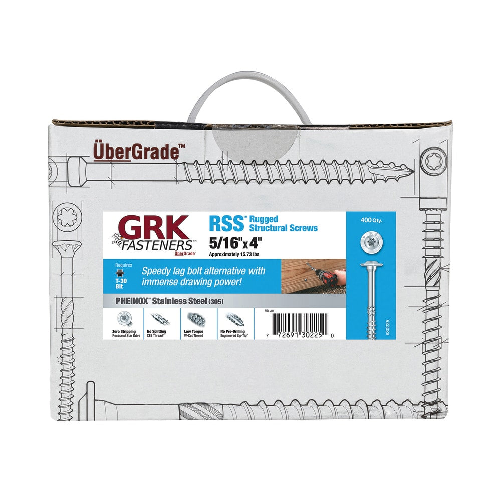 GRK Fasteners RSS 5/16-in x 4-in Stainless steel Exterior Wood screws ( 400 -Per Box )