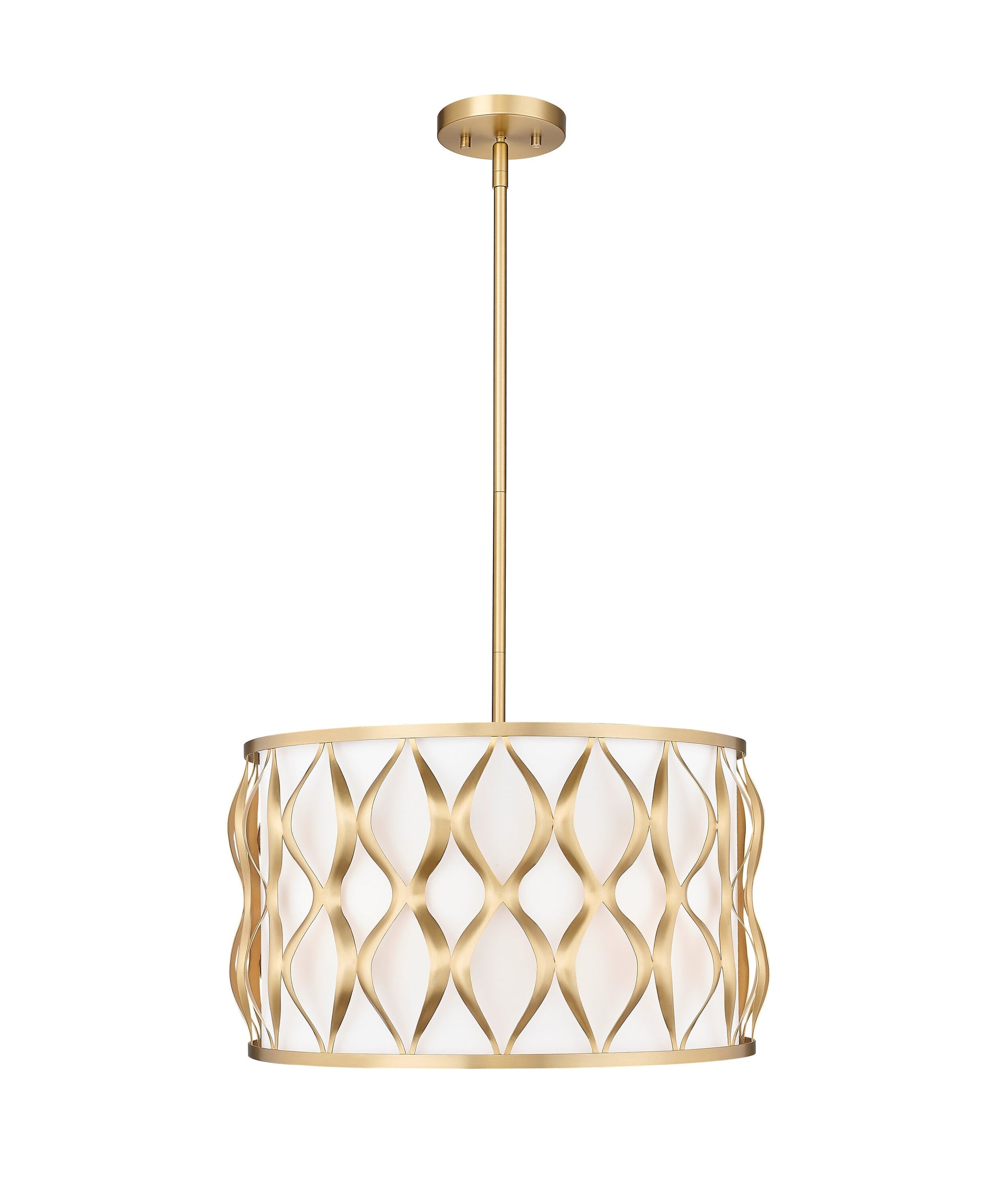 Z-Lite Harden 5 -Light Modern Gold Modern/contemporary Fabric Drum Medium Indoor Hanging Pendant Light