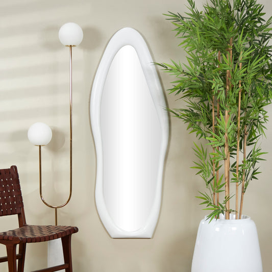 Grayson Lane 23.5-in W x 63.0-in H Irregular White Wavy Framed Wall Mirror