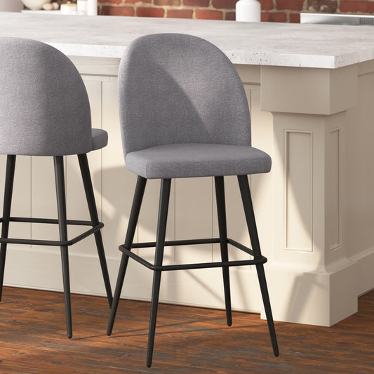 Taylor & Logan Gray Faux Leather 30.0-in H Bar height Upholstered Metal Bar Stool 2 -Pack