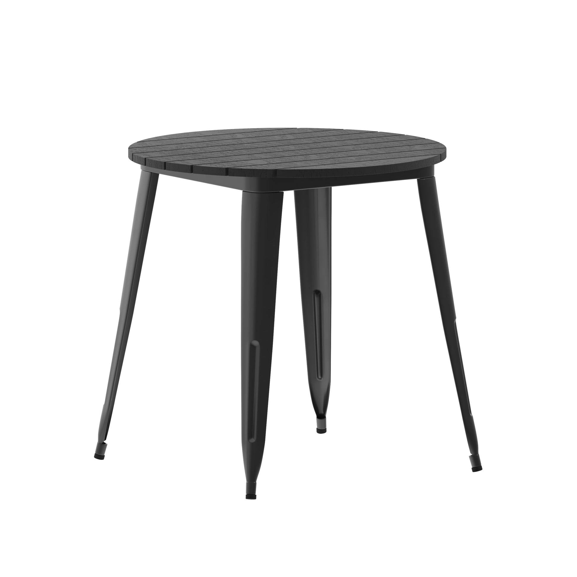 Taylor & Logan Ani Black Top/Black Frame Round Contemporary/Modern Resin Dining Table, with Black Finish and Steel 30-in L x 30-in H