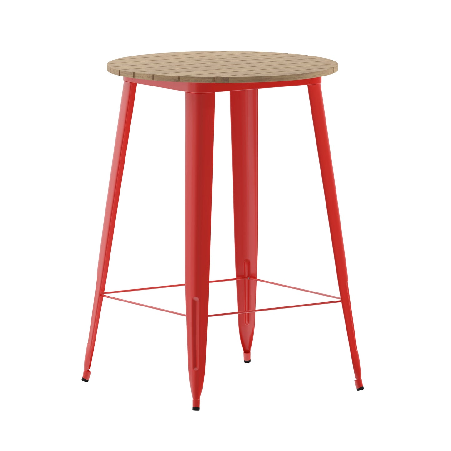 Taylor & Logan Ani Brown Top/Red Frame Round Contemporary/Modern Resin Bar Table, with Red Finish and Steel 30-in L x 42-in H