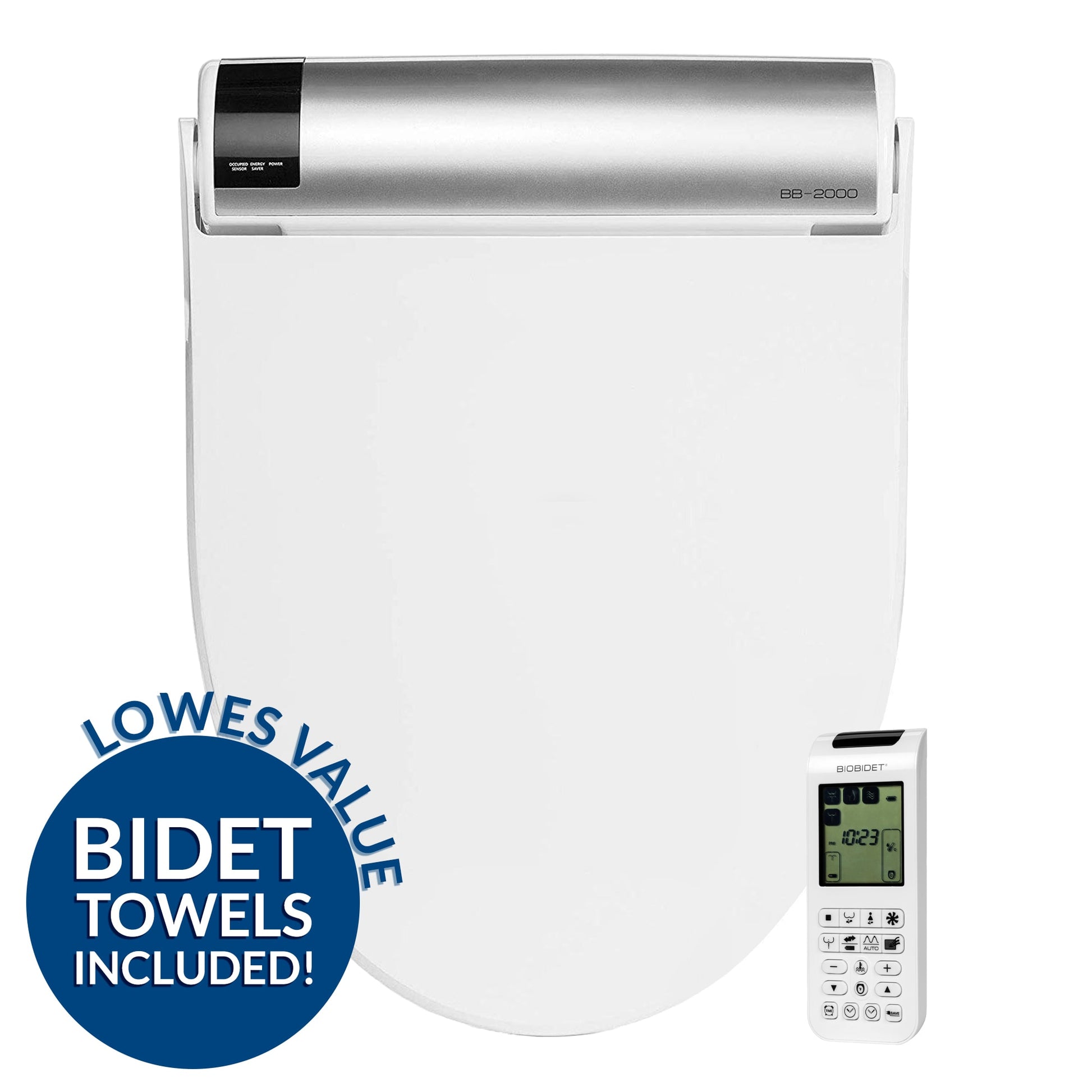Bio Bidet BB-2000 Plastic White Elongated Slow Close Feature Heated Bidet Function Toilet Seat