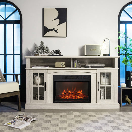 Clihome 58-in W Gray TV Stand with Fan-forced Corner with Remote Control Included