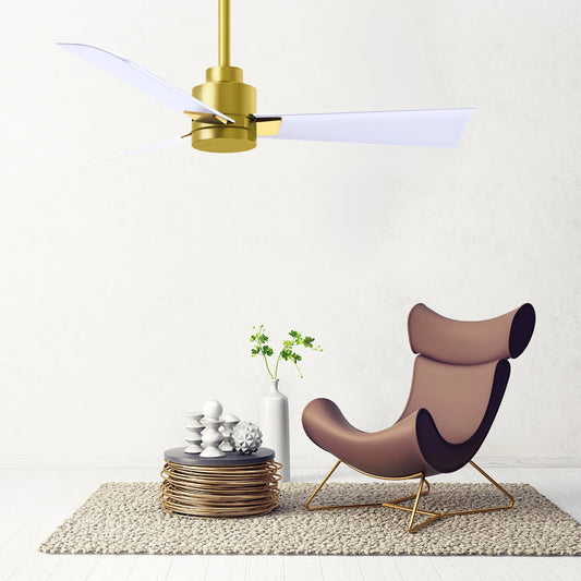 Matthews Fan Company Alessandra 42-in Brushed Brass with Matte White Blades Uncovered Outdoor Ceiling Fan Without Light 3 -Blade