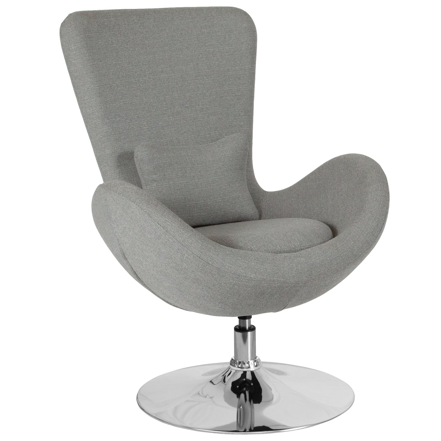 Flash Furniture Egg 30-in W Modern Light Gray Fabric Swivel Accent Armchair