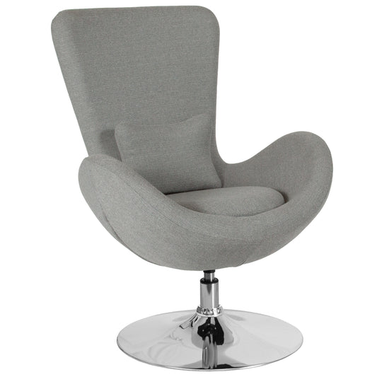 Flash Furniture Egg 30-in W Modern Light Gray Fabric Swivel Accent Armchair