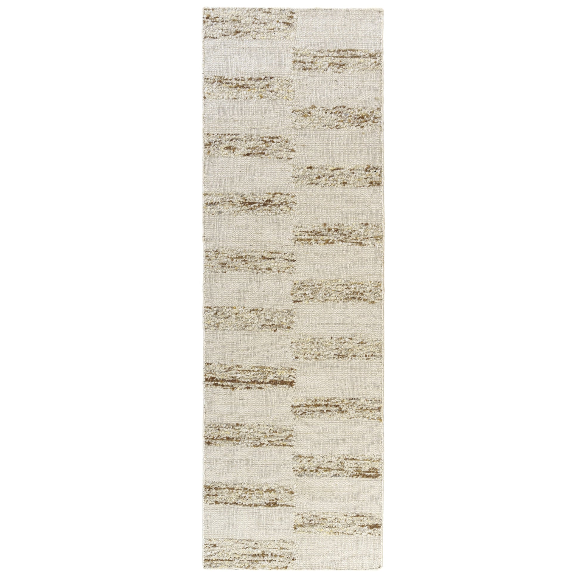 LR Home 2 x 8 (ft) Wool Ivory/Natural Rectangular Indoor Geometric Farmhouse/Cottage Spot Clean Only Runner rug