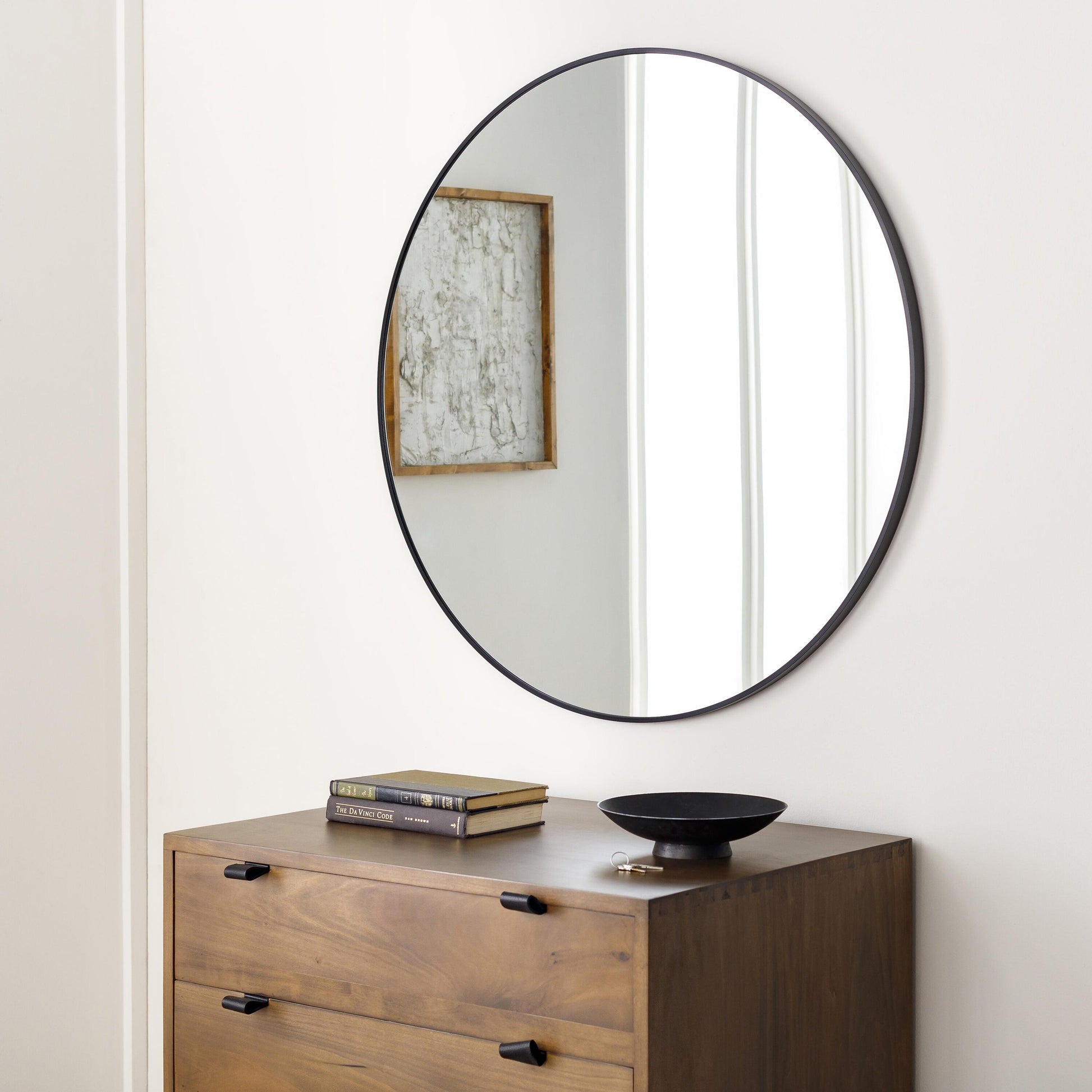 Livabliss Aranya 27-in W x 27.0-in H Round Black Framed Wall Mirror