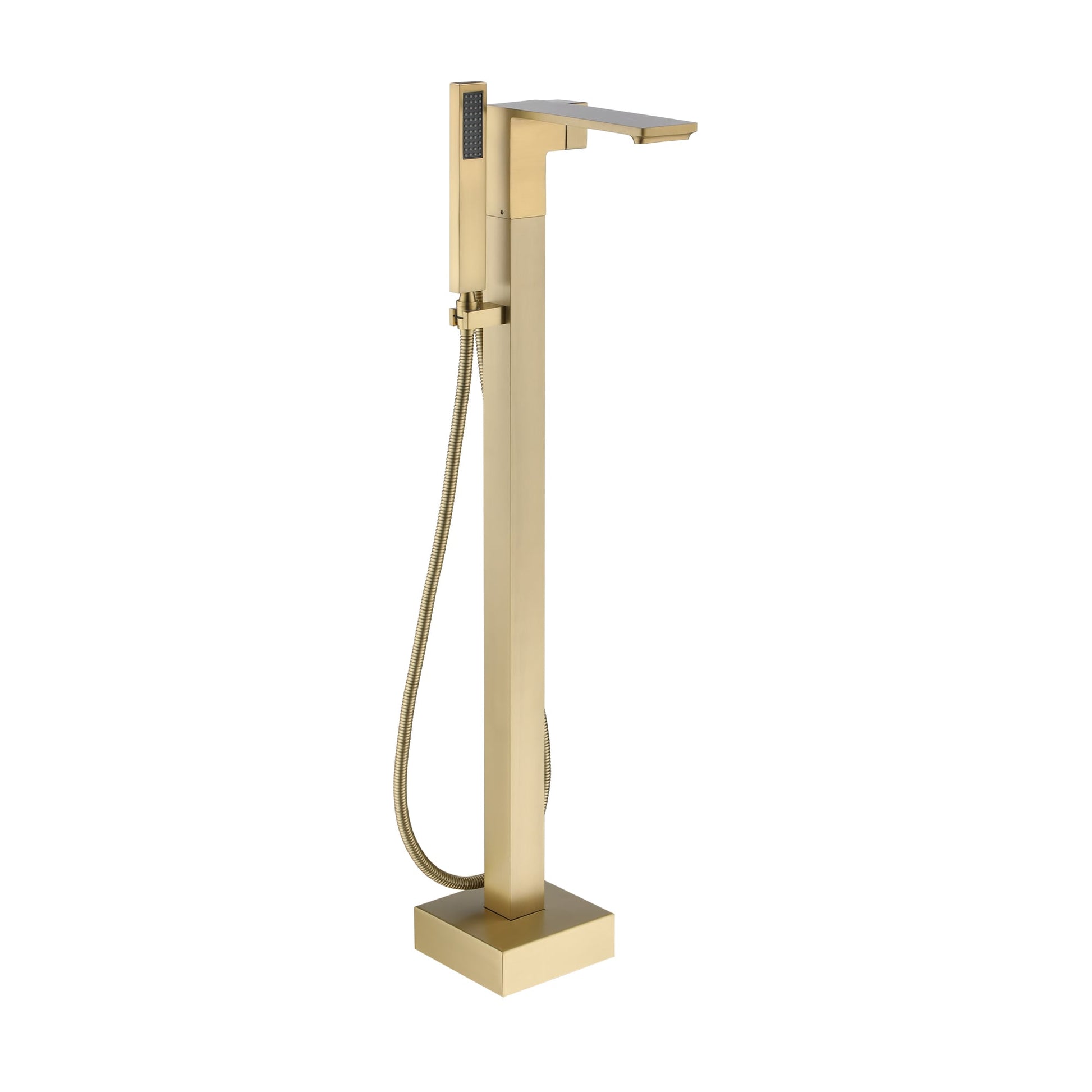 CASAINC Brushed Gold 1-handle Freestanding Swivel Bathtub Faucet with Hand Shower ( Valve Included )