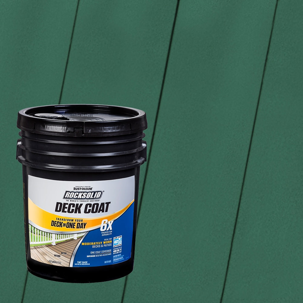 Rust-Oleum RockSolid 6X Deck Coat Pre-Tinted Forest Solid Exterior Wood Stain and Sealer in One ( 5-gallon )