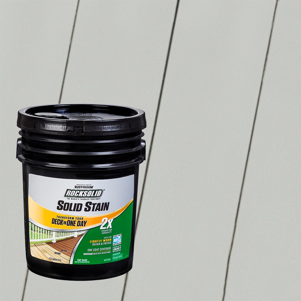 Rust-Oleum RockSolid 2X Solid Stain Pre-Tinted Graywash Solid Exterior Wood Stain and Sealer in One ( 5-gallon )