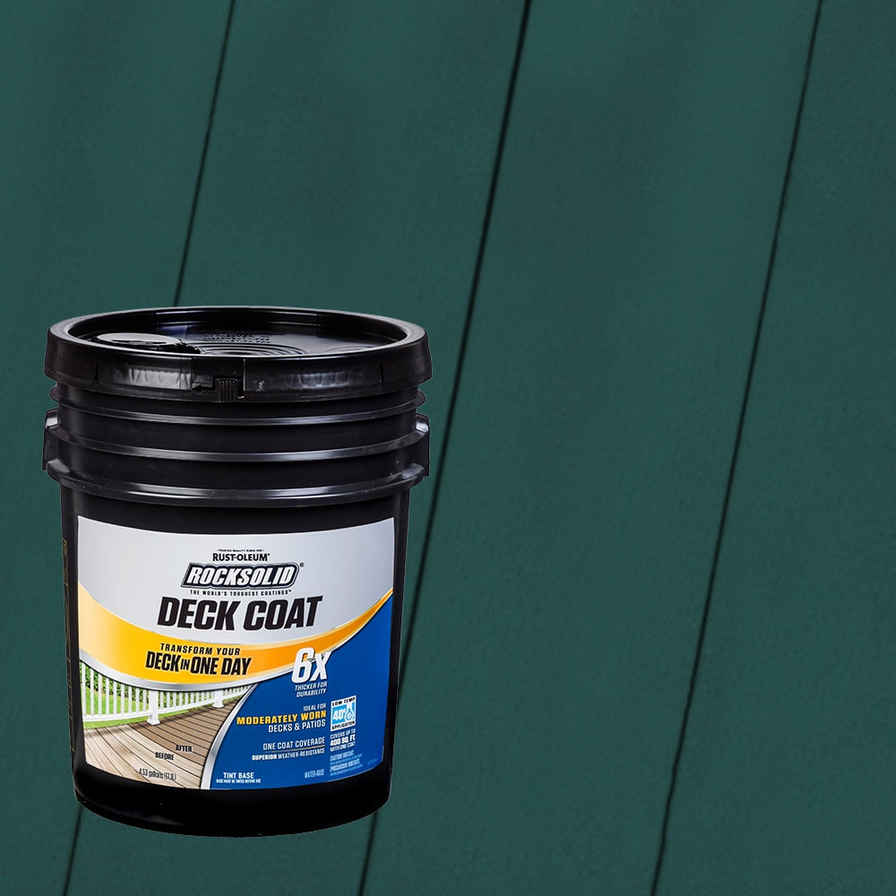 Rust-Oleum RockSolid 6X Deck Coat Pre-Tinted Tile Green Solid Exterior Wood Stain and Sealer in One ( 5-gallon )