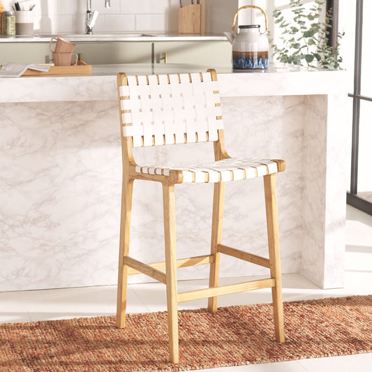 Safavieh Brown 27.16-in H Counter height Wood Bar Stool