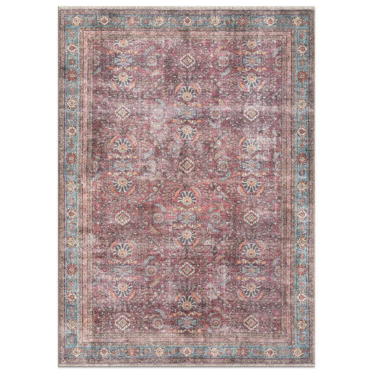 World Rug Gallery 8 x 10 (ft) Loomed Polyester Multi Rectangular Indoor Distressed/Overdyed Vintage Spot Clean Only Pet Friendly Area rug