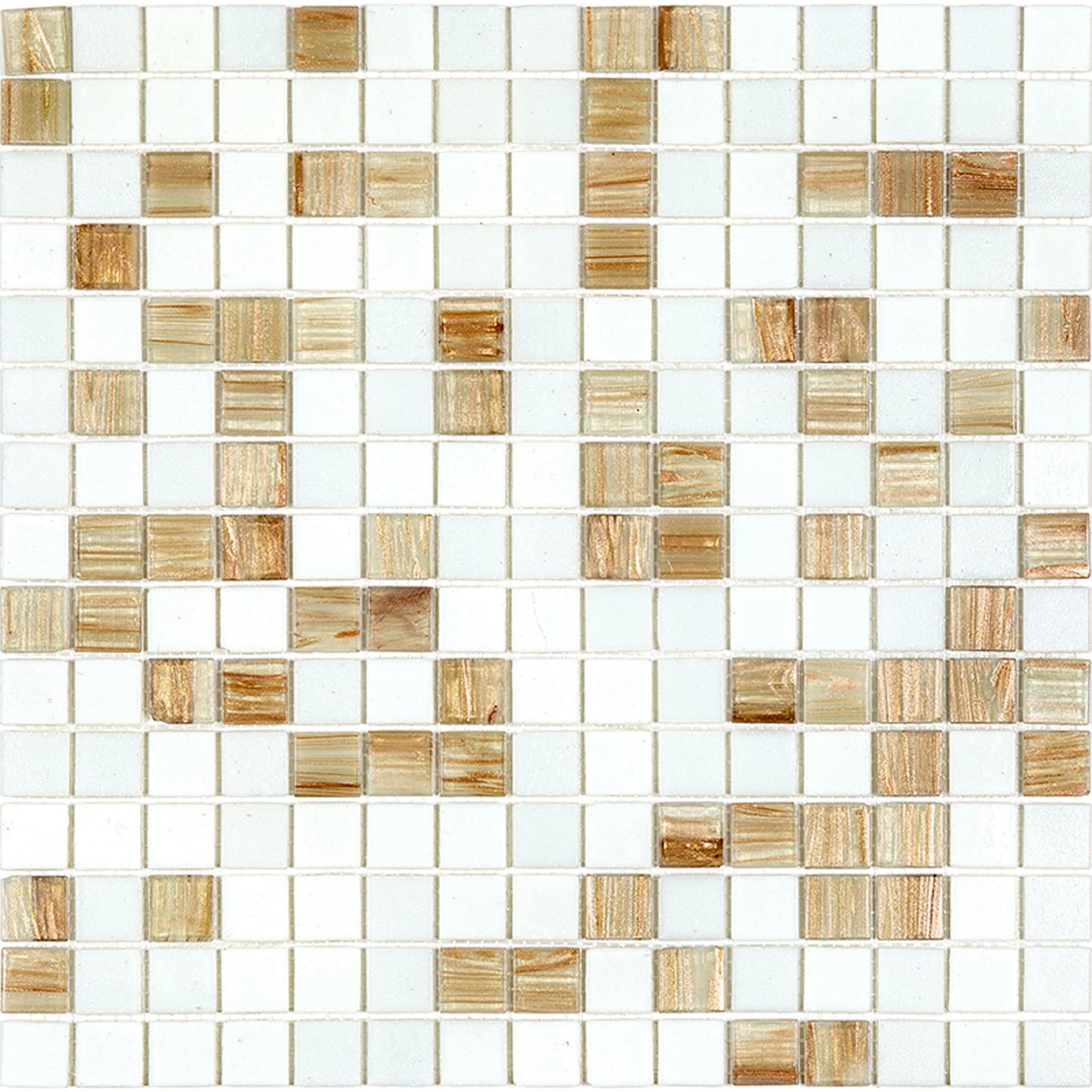 Apollo Tile Mingles White and Beige 12-in x 12-in Glossy Glass Mosaic Floor and Wall Tile ( 20.0-sq ft Carton )