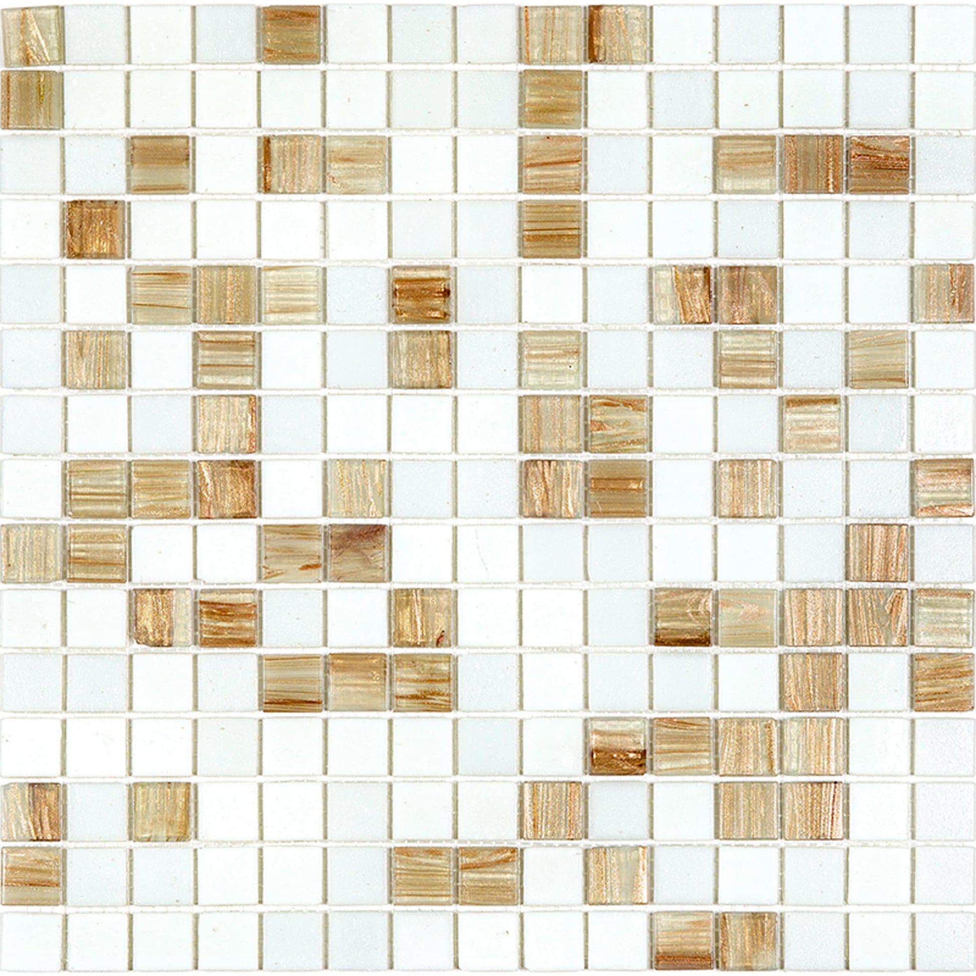 Apollo Tile Mingles White and Beige 12-in x 12-in Glossy Glass Mosaic Floor and Wall Tile ( 20.0-sq ft Carton )