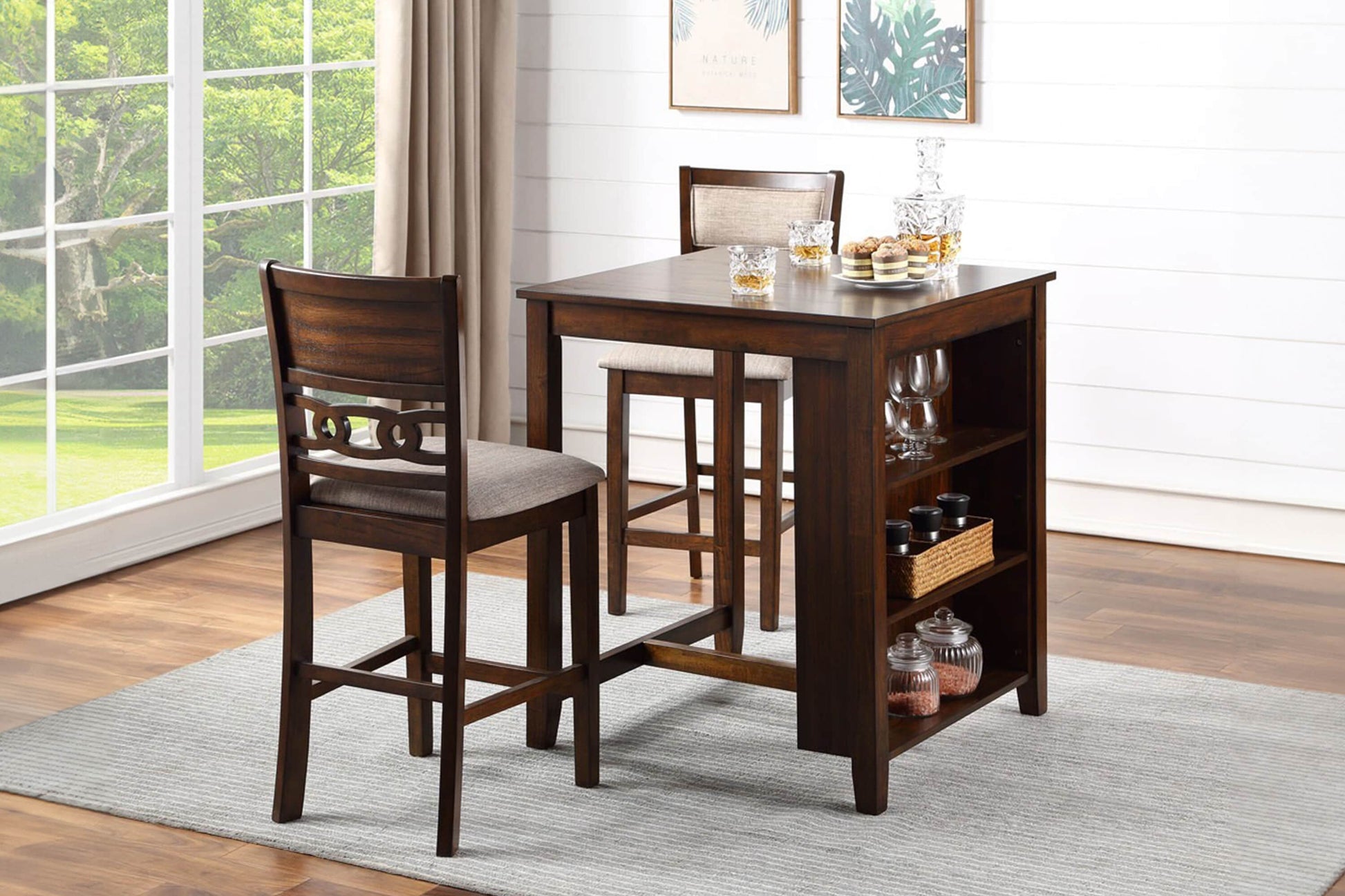 New Classic Furniture Gia Cherry Transitional Dining Room Set with Square Table ( Seats 2 )