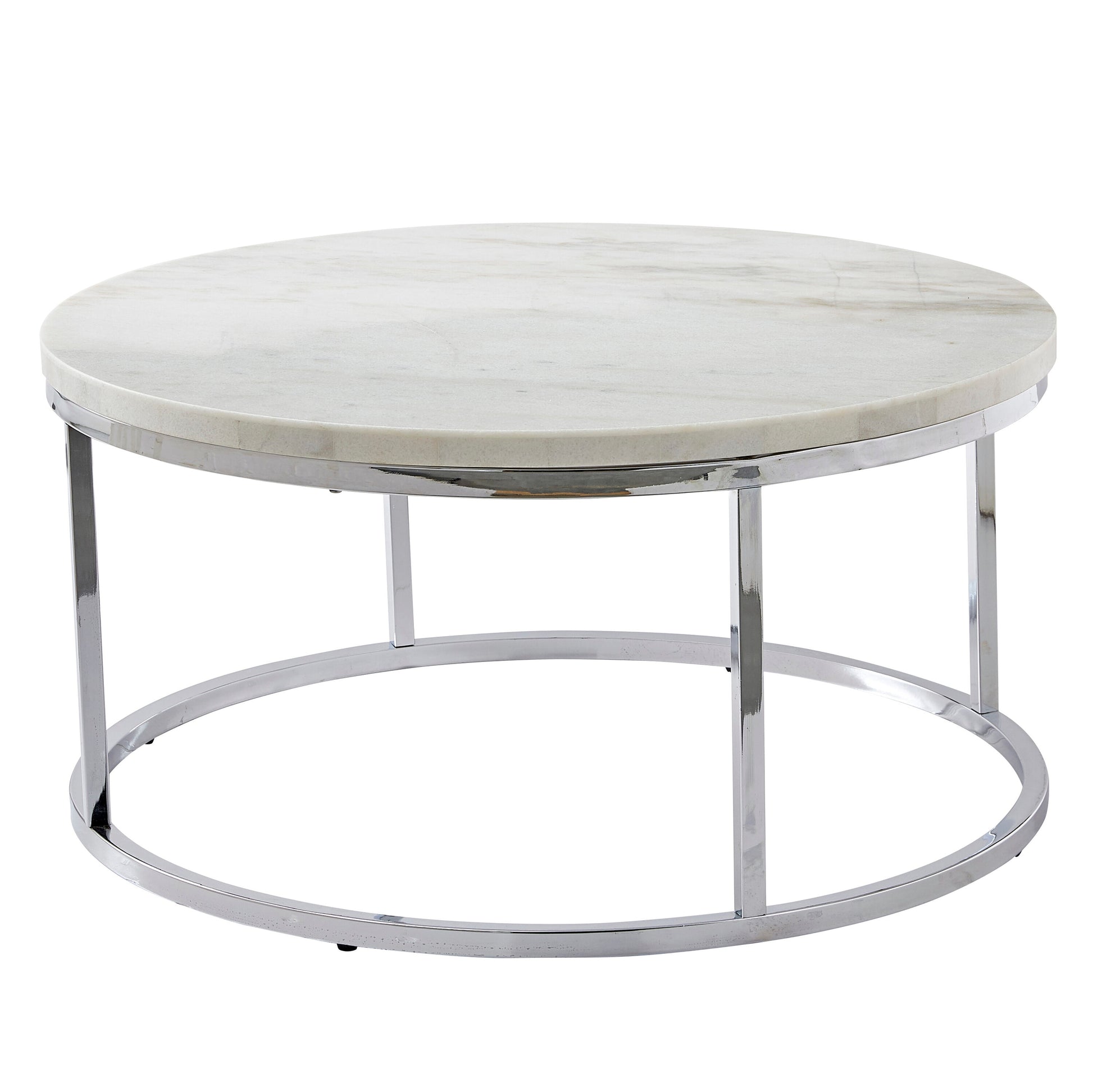 Steve Silver Modern Round Faux marble White 36-in W x 18.25-in H Coffee Table