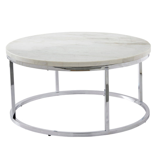 Steve Silver Modern Round Faux marble White 36-in W x 18.25-in H Coffee Table