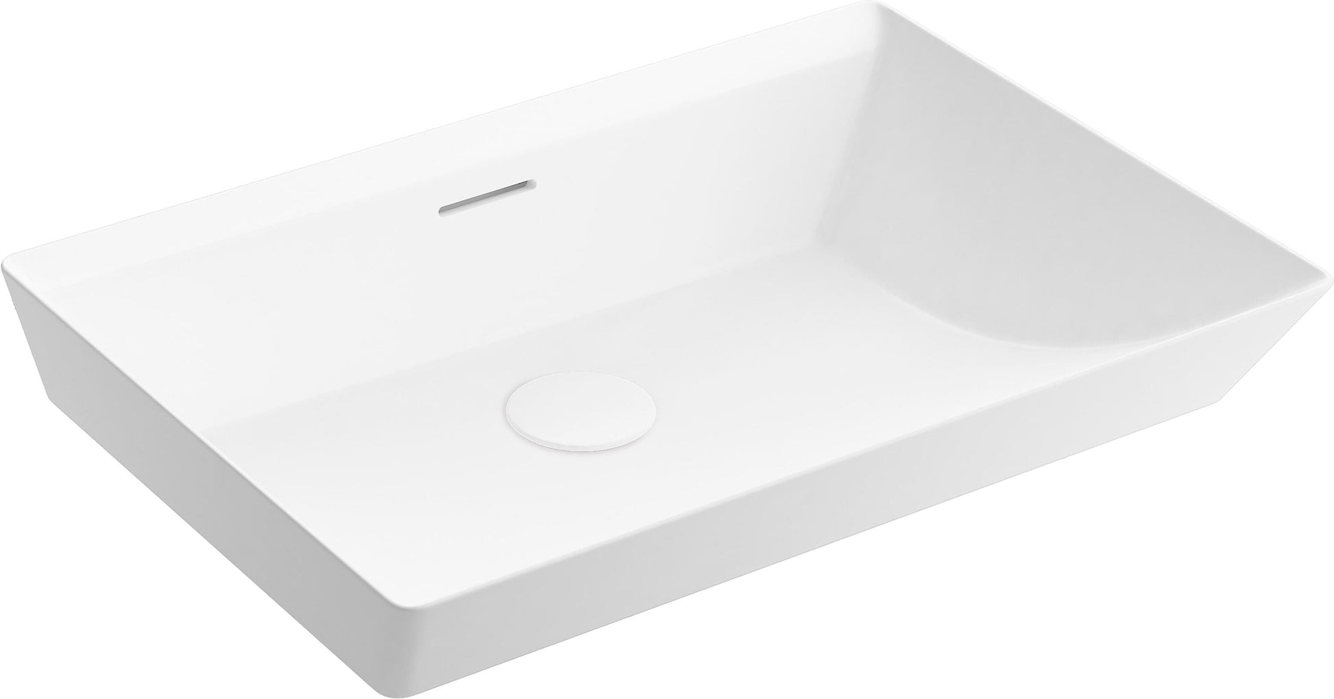 KOHLER Brazn Vitreous China 16-in Vessel Rectangular Modern White Bathroom Sink with Drain Included