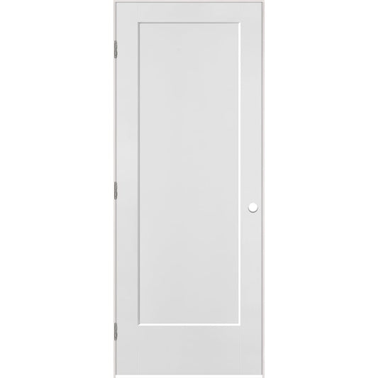 Masonite 32-in x 80-in Primed White Solid core 1-panel Right hand Smooth Primed Molded composite Flat Jamb Single Prehung Interior Door with