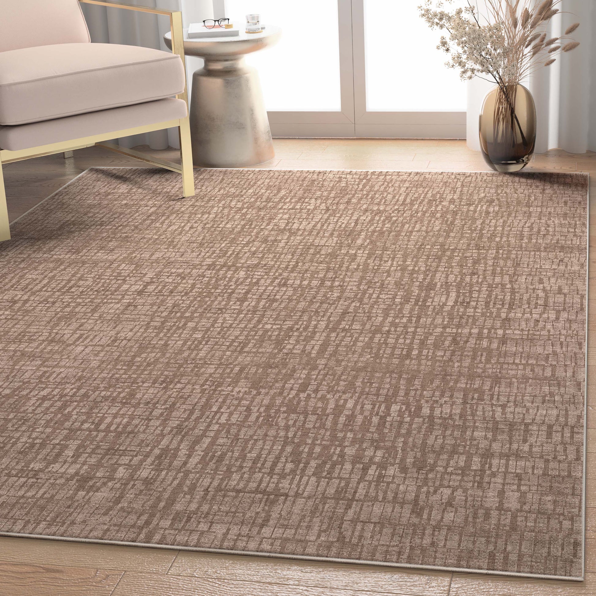 Well Woven Abstract 9 x 13 (ft) Flatweave Polyester Brown Rectangular Indoor Stripe Mid-Century Modern Spot Clean Only Pet Friendly Area rug