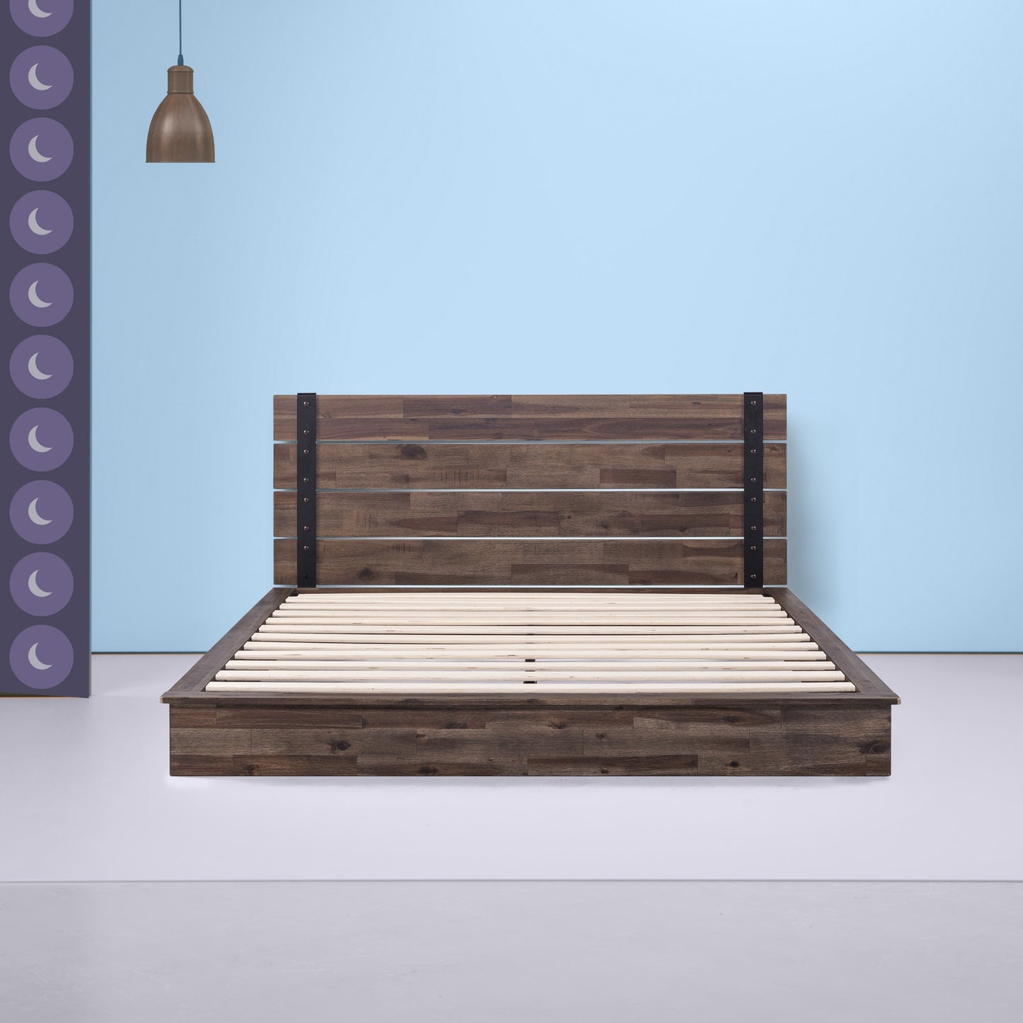 Zinus Full Woodgrain Wood Platform Bed with Headboard