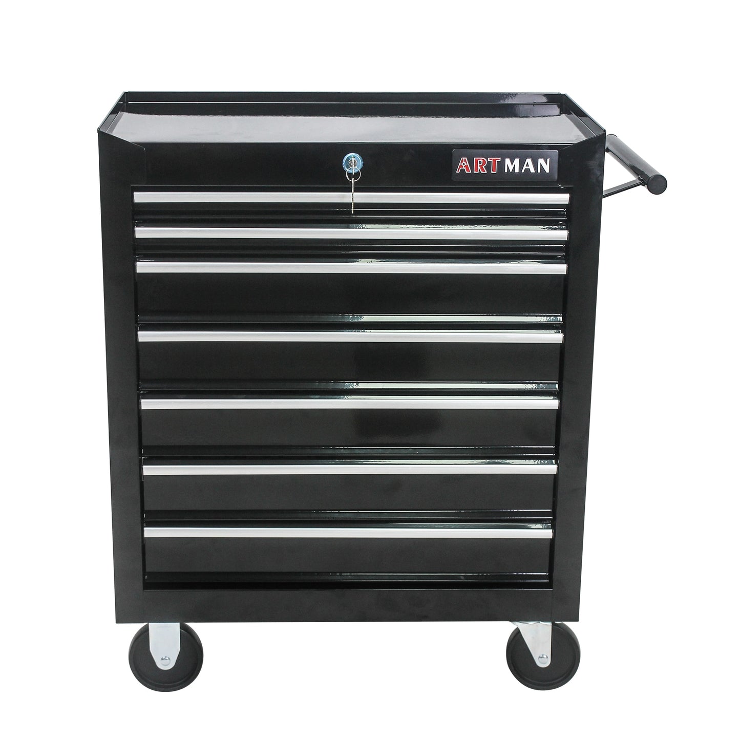 Siavonce Bottom Tool Cabinets 13-in W x 24-in D 30-in H 7-Drawer Steel Rolling Tool Cabinet (Black) ZX-107333