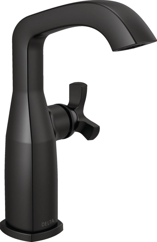 Delta Stryke Matte Black Single hole 1-handle WaterSense Mid-arc Residential Handle Bathroom Sink Faucet