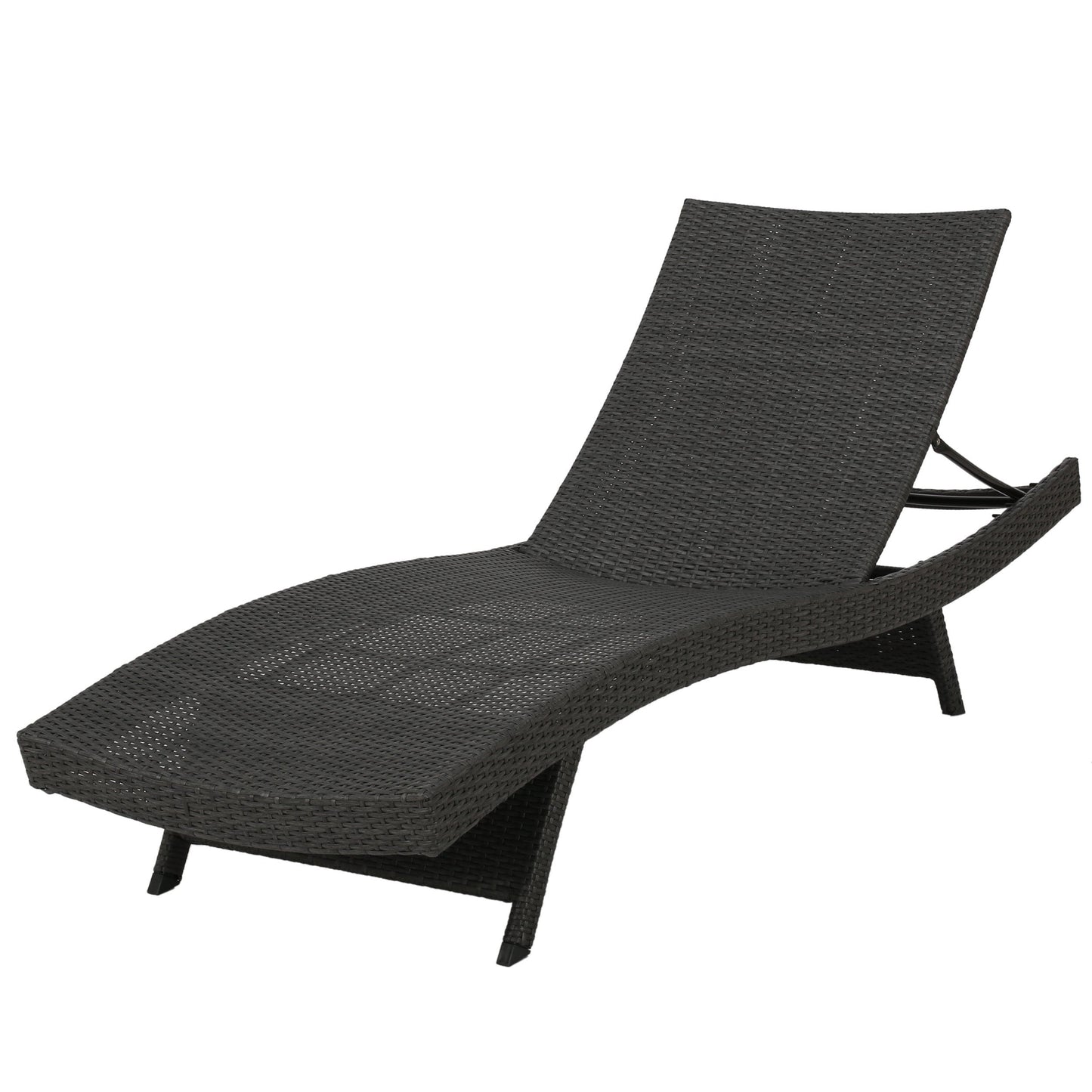 Best Selling Home Decor Salem Wicker Grey Iron Frame Stationary Chaise Lounge Chair with Gray Solid Seat