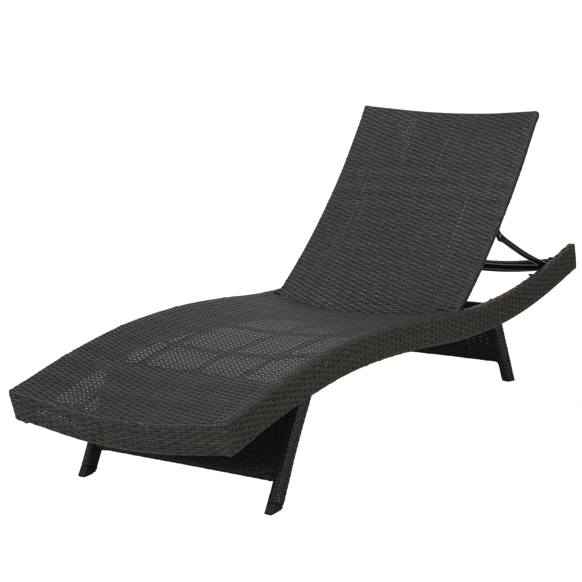 Best Selling Home Decor Salem Wicker Grey Iron Frame Stationary Chaise Lounge Chair with Gray Solid Seat