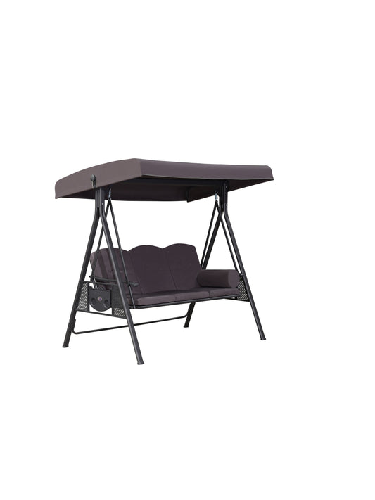 PURPLE LEAF 3 -person Gray Steel Outdoor Swing