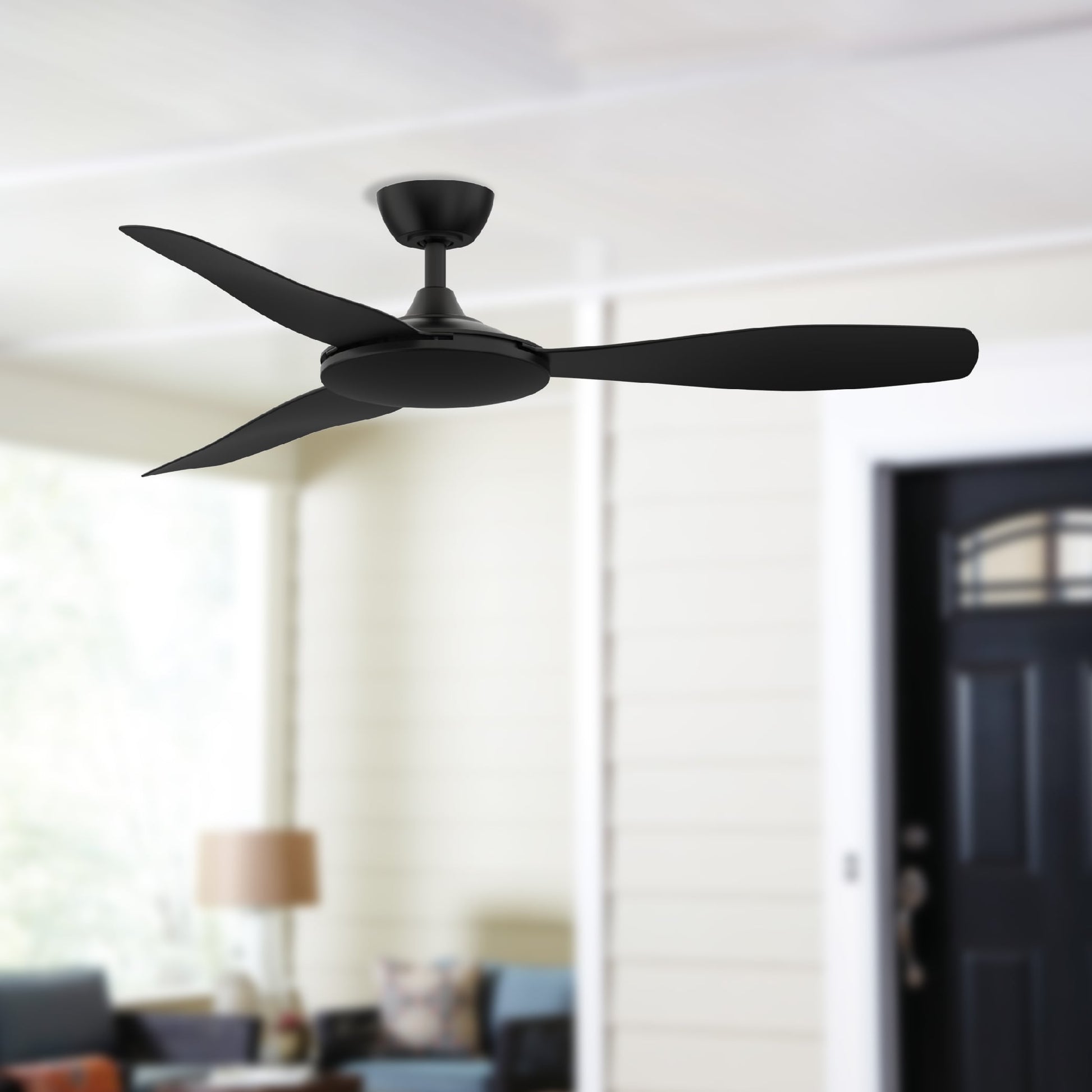 Fanimation GlideAire 52-in Black Indoor/Outdoor Smart Propeller Ceiling Fan and Remote (3-Blade) FPD8520BL