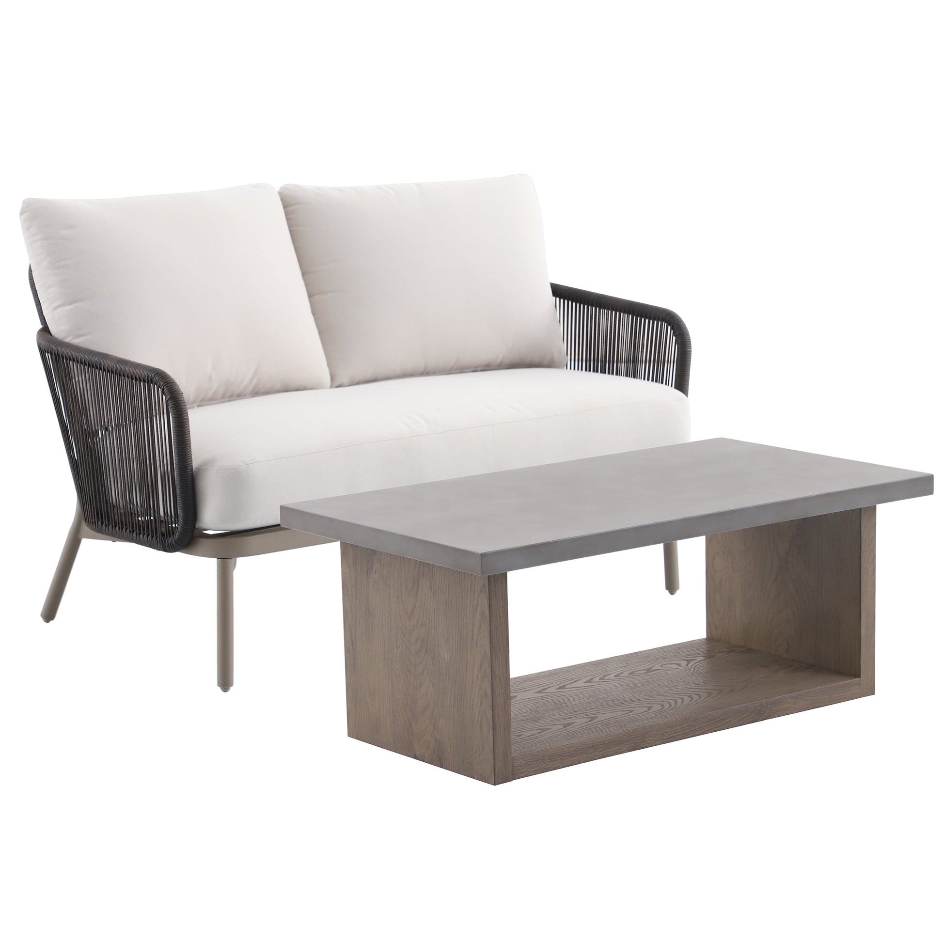 Origin 21 Lincoln Point 2 -Piece Wicker Patio Conversation Set with Cream Cushions