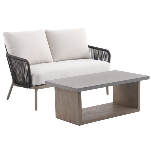 Origin 21 Lincoln Point 2 -Piece Wicker Patio Conversation Set with Cream Cushions