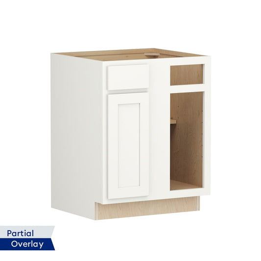 Shenandoah PRO Express Breckenridge 27-in W x 34.5-in H x 24-in D Linen Partial Overlay Blind Corner Base Fully Assembled Plywood Cabinet Recessed Panel