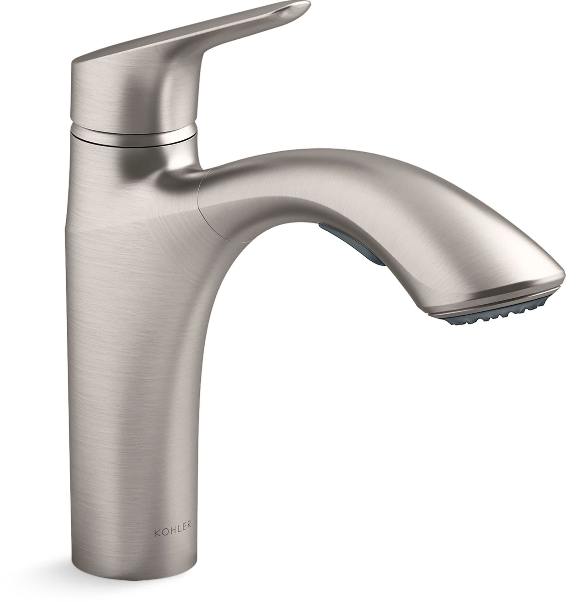 KOHLER Rival Vibrant Stainless Single Handle Deck-mount Pull-out Kitchen Faucet with Sprayer (Includes Deck Plate)