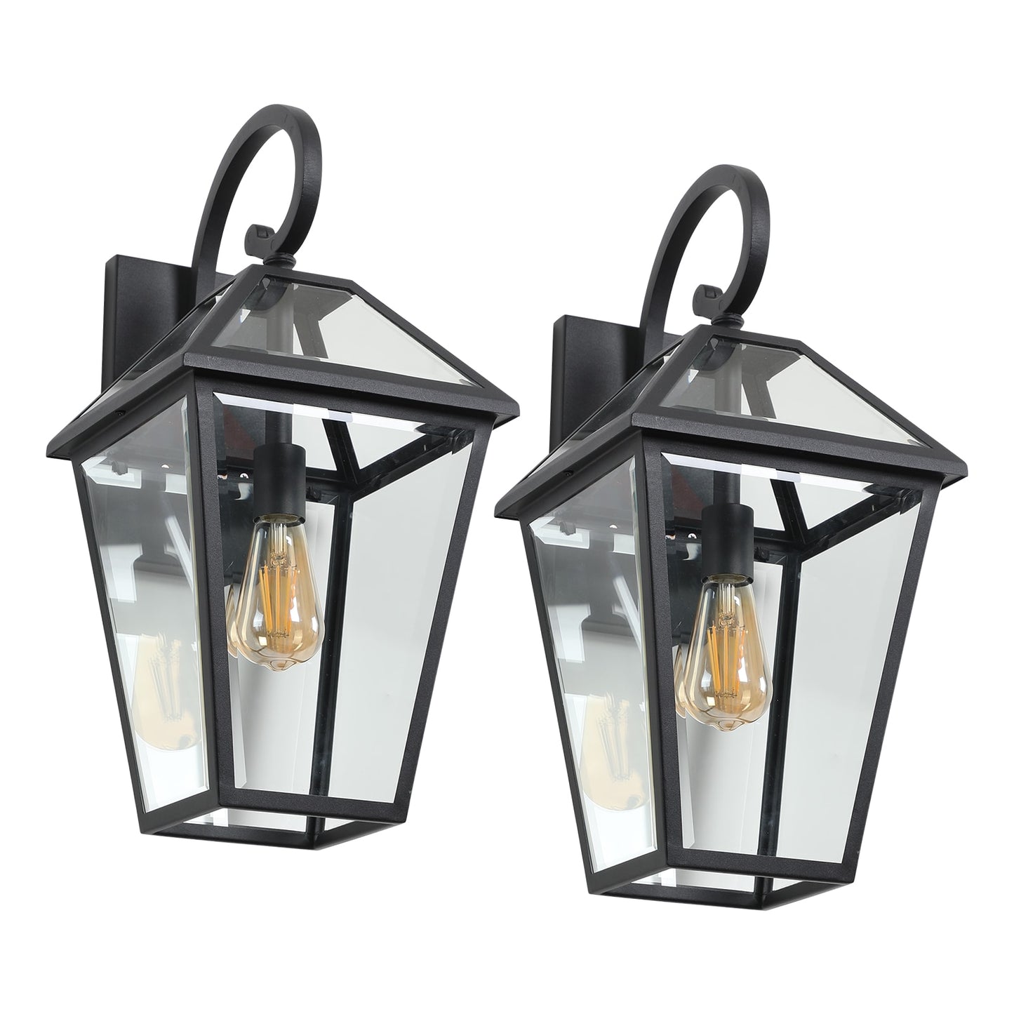 AAZJ Outdoor Wall Lantern 2 -Light 21-in H Black Hardwired Outdoor Wall Light