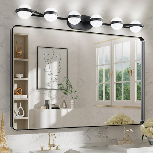 AAZJ Bathroom Vanity Light 43.3-in 6 Light Polished White Integrated LED Modern/contemporary Bathroom Vanity light fitter