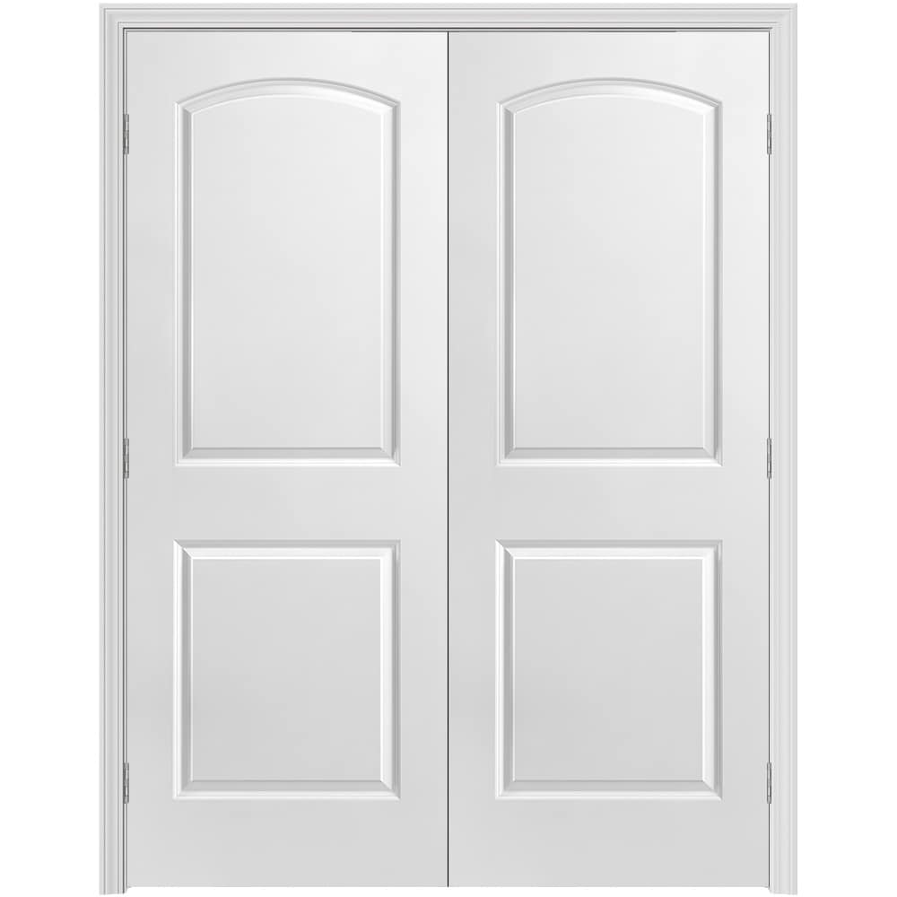 Masonite 60-in x 80-in Primed Hollow core 2-panel Bi-parting Smooth Primed Molded composite Split Jamb Double Prehung Interior Door with 356 Casing