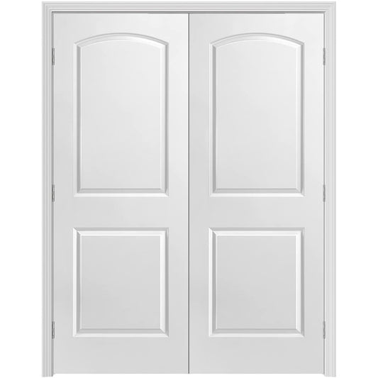 Masonite 60-in x 80-in Primed Hollow core 2-panel Bi-parting Smooth Primed Molded composite Split Jamb Double Prehung Interior Door with 356 Casing