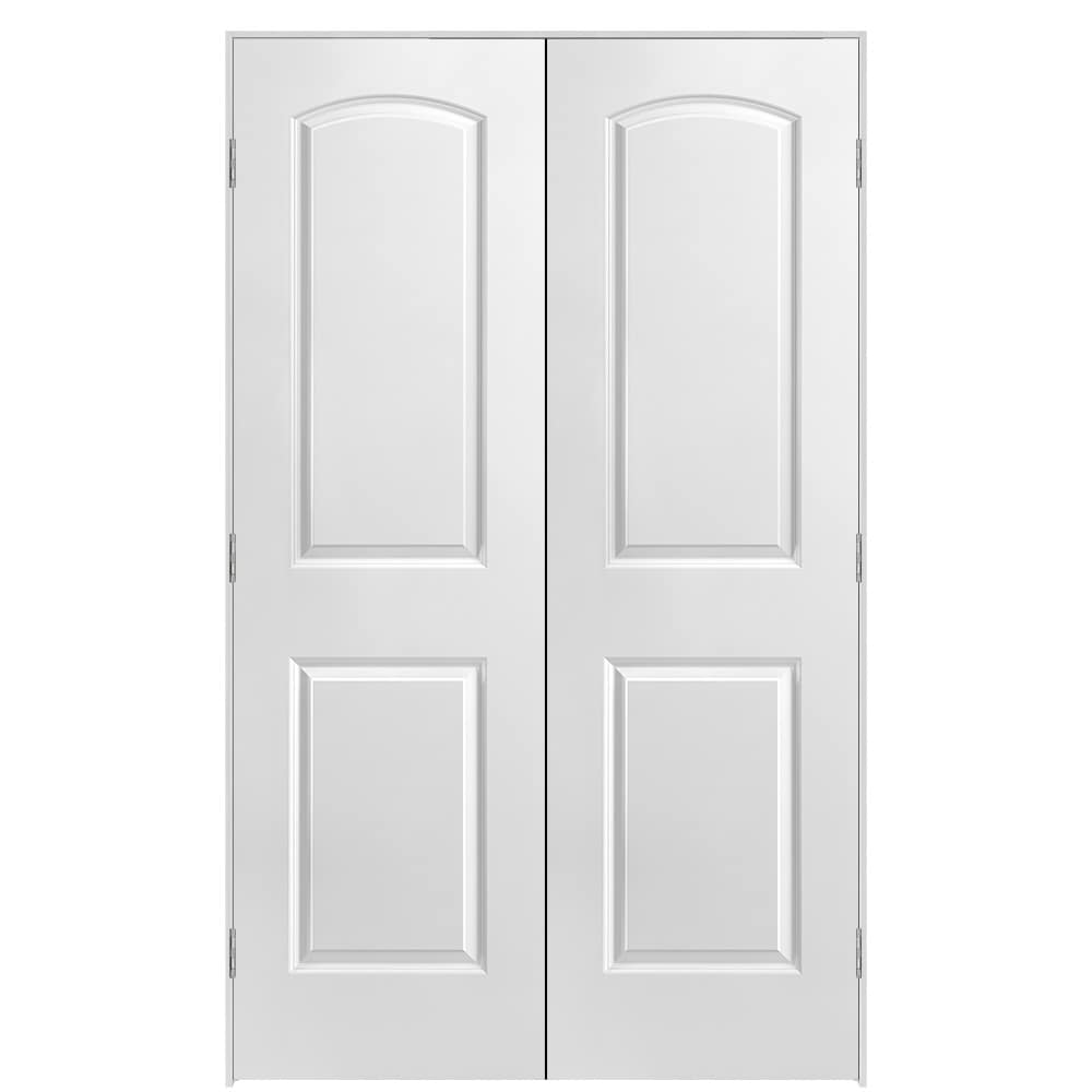 Masonite 48-in x 80-in Primed Hollow core 2-panel Bi-parting Smooth Primed Molded composite Flat Jamb Double Prehung Interior Door with