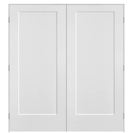 Masonite 72-in x 80-in Primed Solid core 1-panel Bi-parting Smooth Primed Molded composite Flat Jamb Double Prehung Interior Door with