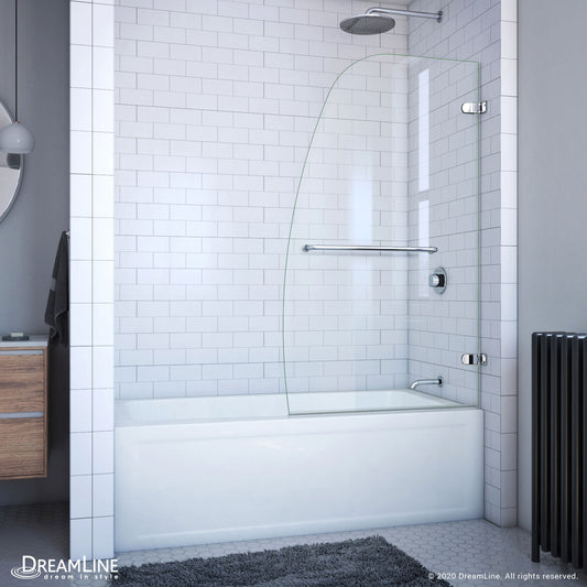 DreamLine Aqua Uno Chrome 34-5/16-in W x 58-in H Frameless Hinged Bathtub Door
