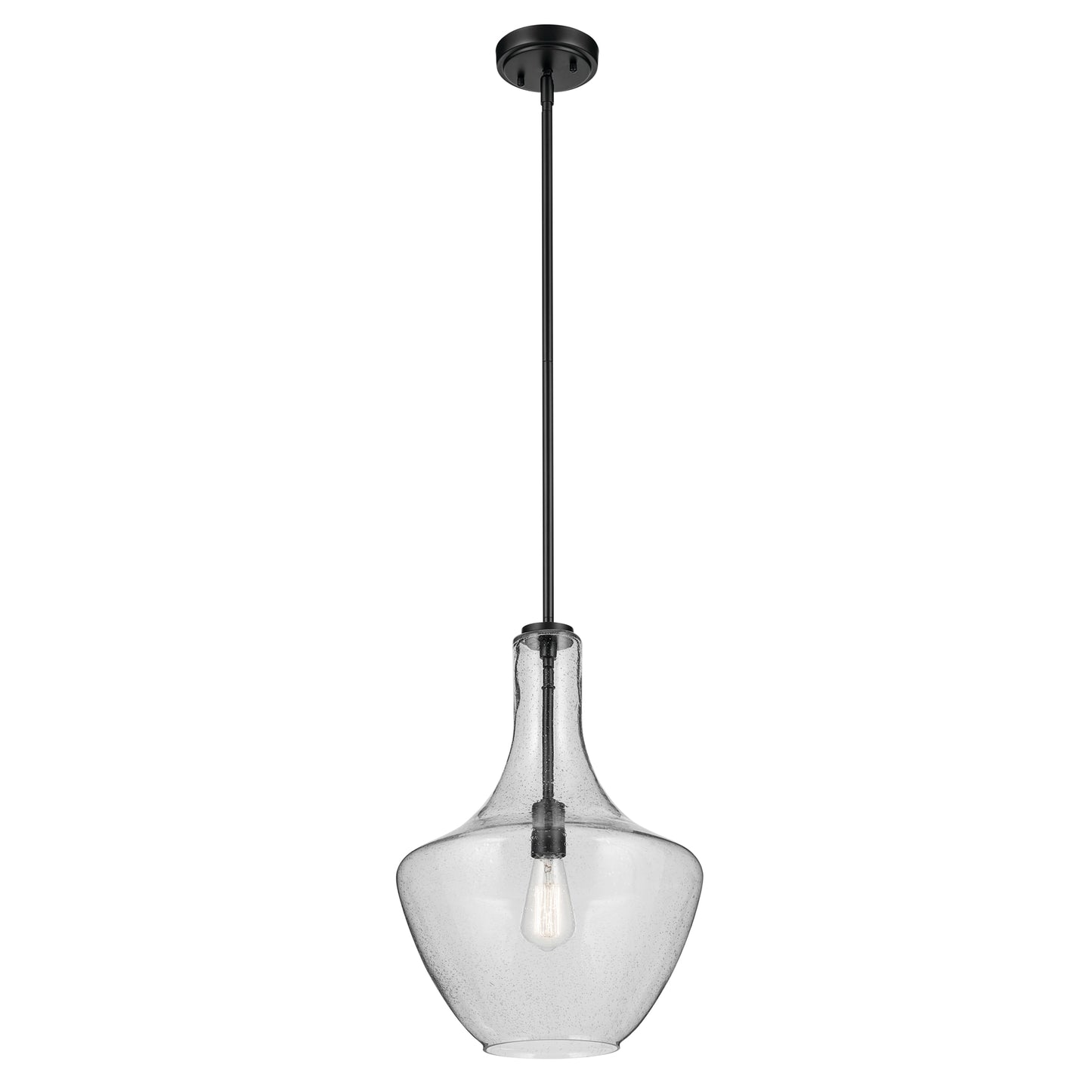 Kichler Everly 1 -Light Black Modern/contemporary Seeded glass Teardrop Medium Hanging Pendant light
