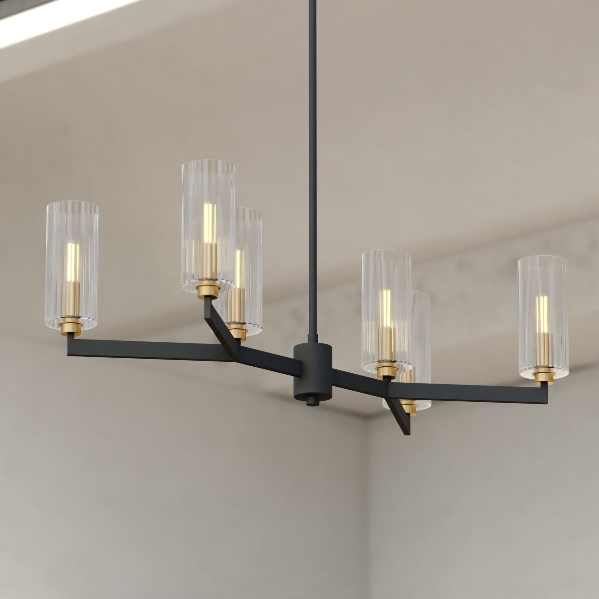 Cascadia Claremont 6 -Light Matte Black Indoor Glass Metal Chandelier